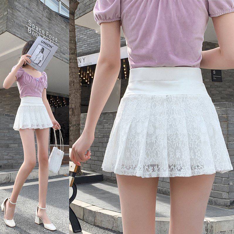 性感超短夏季新款2021迷你字半身时尚蕾丝裙百搭百褶包邮已售   ￥56