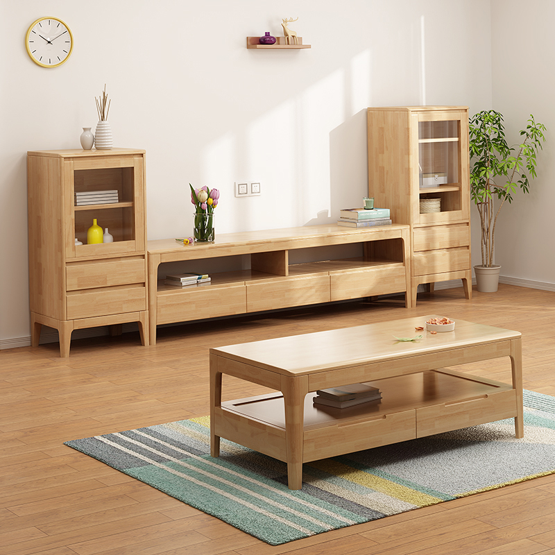 北欧风格纯实木地柜简约茶几边柜组合带抽屉储物小户型客厅电视柜|ruв категории жилой мебели, кабинет, телевизионный шкаф - от Buy2taobao.com для оказания профессиональной услуги покупки агента Taobao
