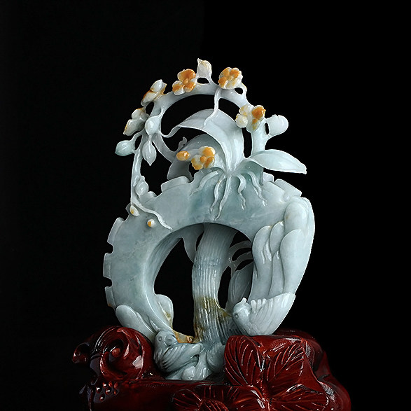 【源头好货四会】张利永玉雕工作室俏色鸳鸯戏水摆件305.54g