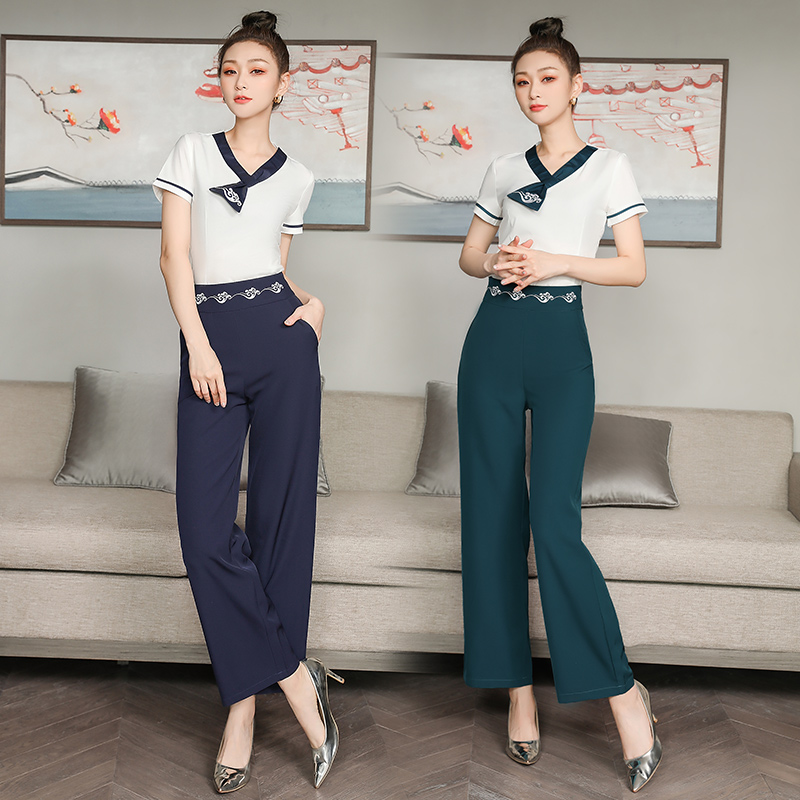 新款spa养生会所制服桑拿足浴足疗技师工作服夏季美容师长裤套装