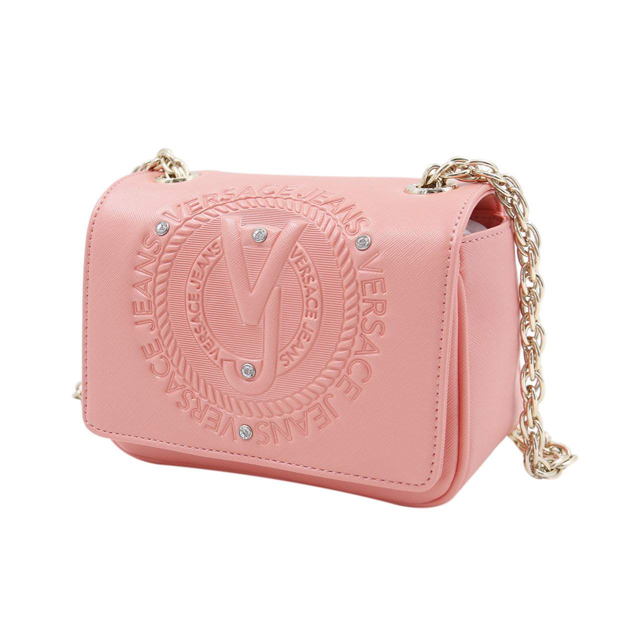 [9.9新]范思哲versace女士单肩包斜挎包橘粉色香槟色链条肩背包