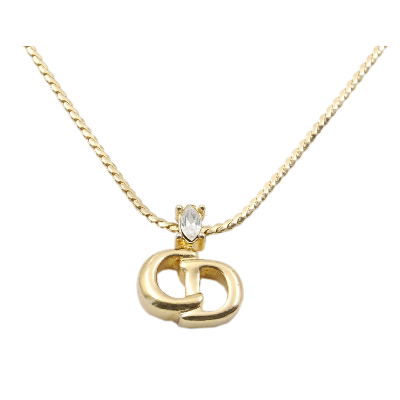 [9.8新]迪奥dior女士项链合金镶水钻字母cd吊坠