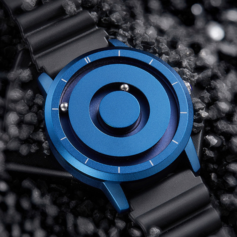 eutour全新创新蓝金磁性金属多功能腕表男士时尚运动石英简约手表