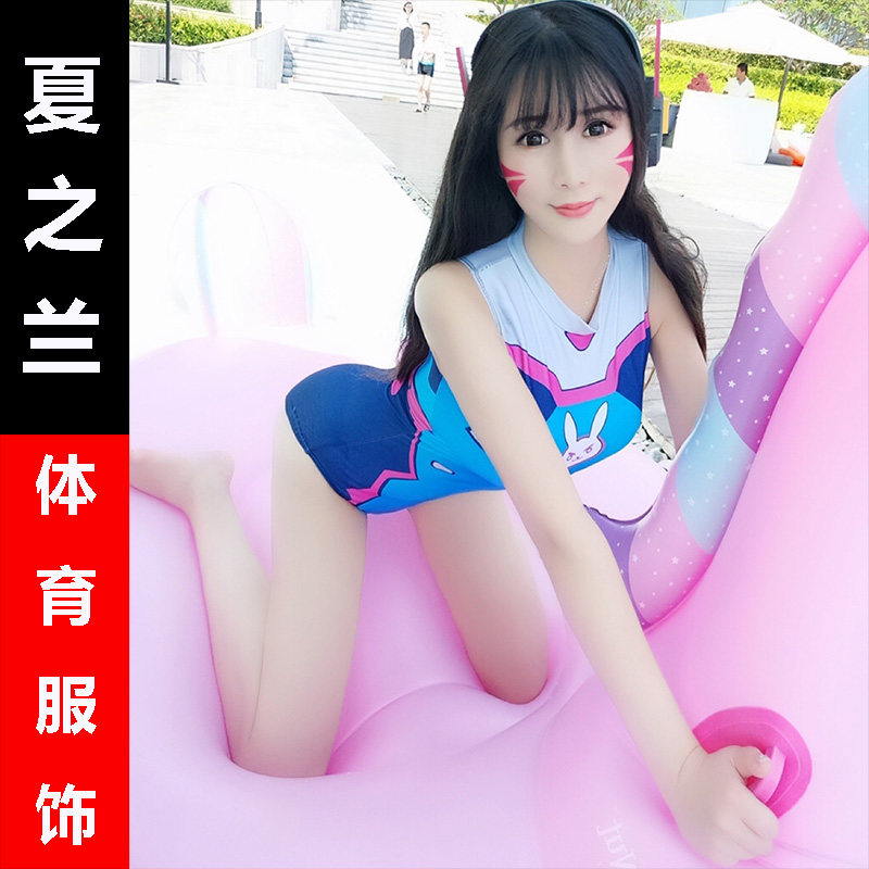 热销dva_守望先锋dva福音eva同款学生少女泳装cosplay连体修身三角