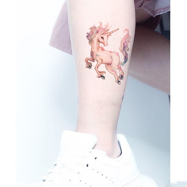 ins girl tattoo Dream unicorn Tattoo sticker Big picture waterproof Lasting Flower arm A lower leg Stickerin the Makeup/Perfume/Beauty tools , Body painting category - from Buy2taobao.com to provide professional Taobao agent buy service