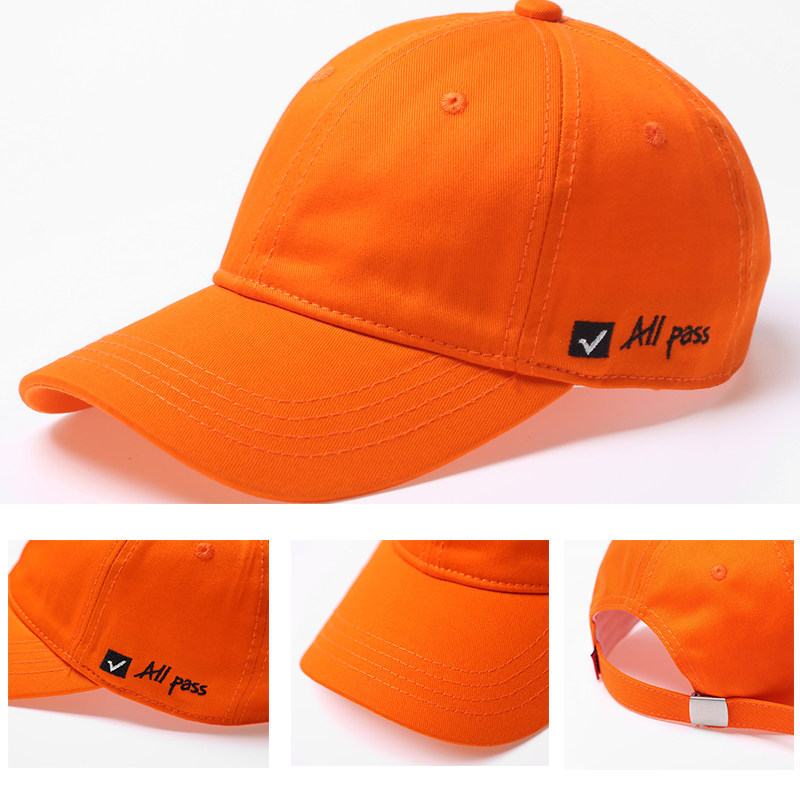 一折男式棒球帽_橙色春夏薄款鸭舌帽帽子女学生韩版潮街头简约橘色