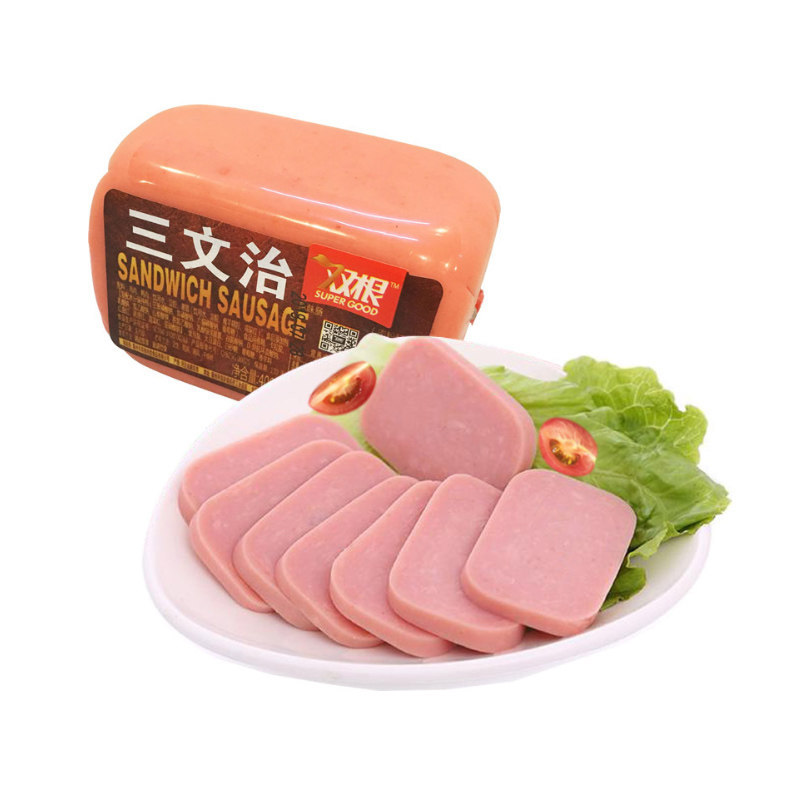 双根三文治风味肠400g早餐切片方火腿火锅食材火腿肠买6包邮