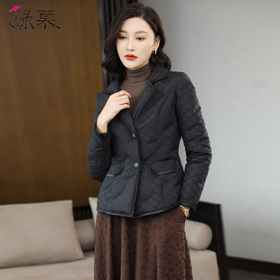 高级黑色羽绒服女短款2023冬季新款时尚西装领修身显瘦保暖外套