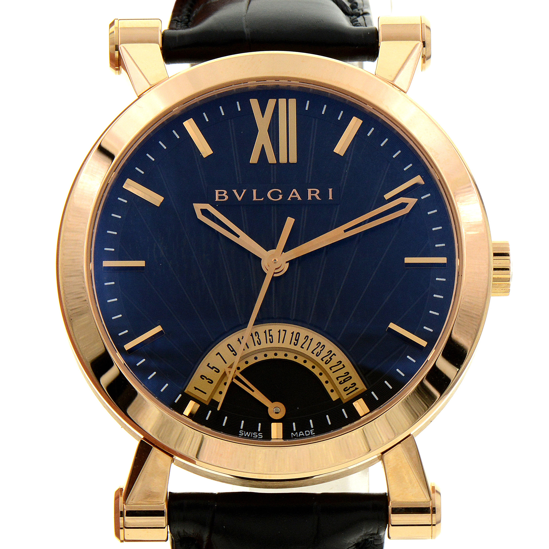 []即拍即得][9.9新未使用]宝格丽-玫瑰金-自动机械男表