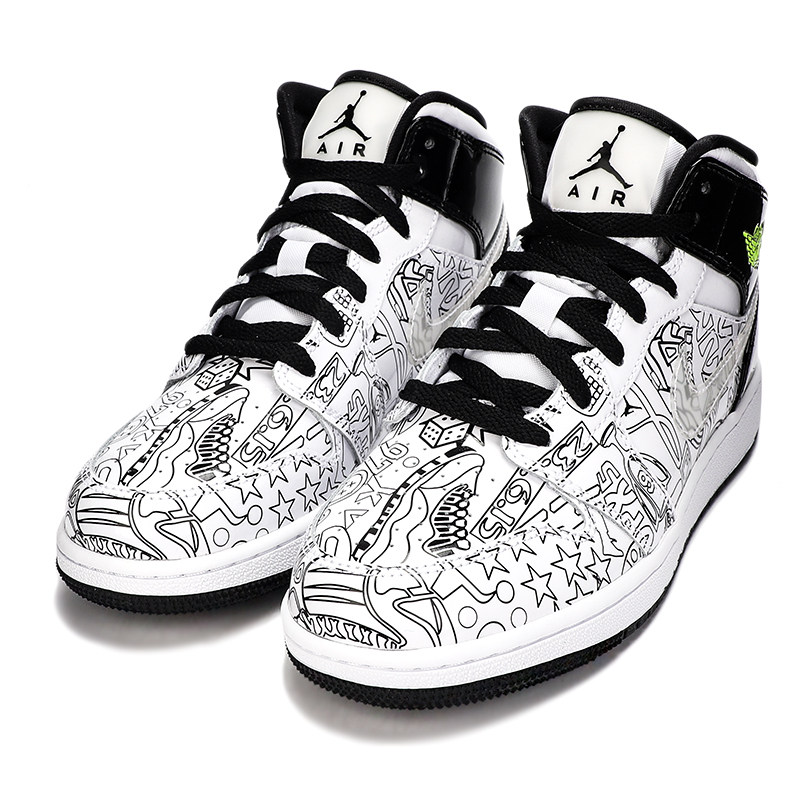 nike耐克官网女鞋2022新款aj1黑白涂鸦运动鞋篮球鞋dc4099-100