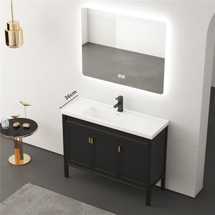 加厚太空铝落地式浴室柜卫生间极窄简约小户型长挂墙式洗手盆组合