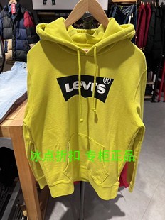 Levis李维斯专柜正品38424-0028男士休闲LOGO黄绿色套头长袖卫衣