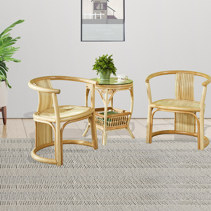 翡翠藤器 藤编椅子 家用天然真藤高靠背藤椅成人老人休闲阳台桌椅