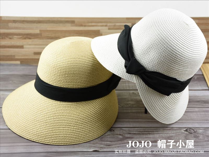 帽子女夏季出游遮阳帽草编大檐渔夫帽沙滩帽可折叠太阳帽草帽