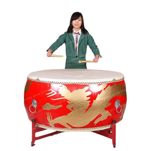牛皮大鼓16/18/24寸1米1.2/1.5米龙鼓战鼓威风锣鼓堂鼓中国红鼓