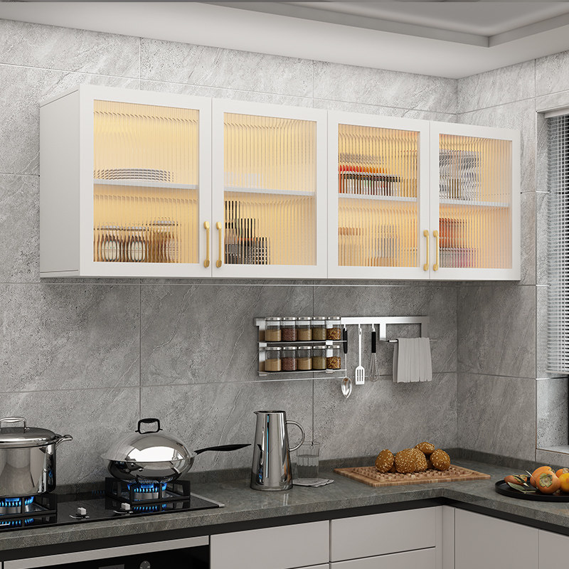 锦汇实木吊柜玻璃壁柜墙柜子厨房阳台卫生间储物柜置物柜可定制