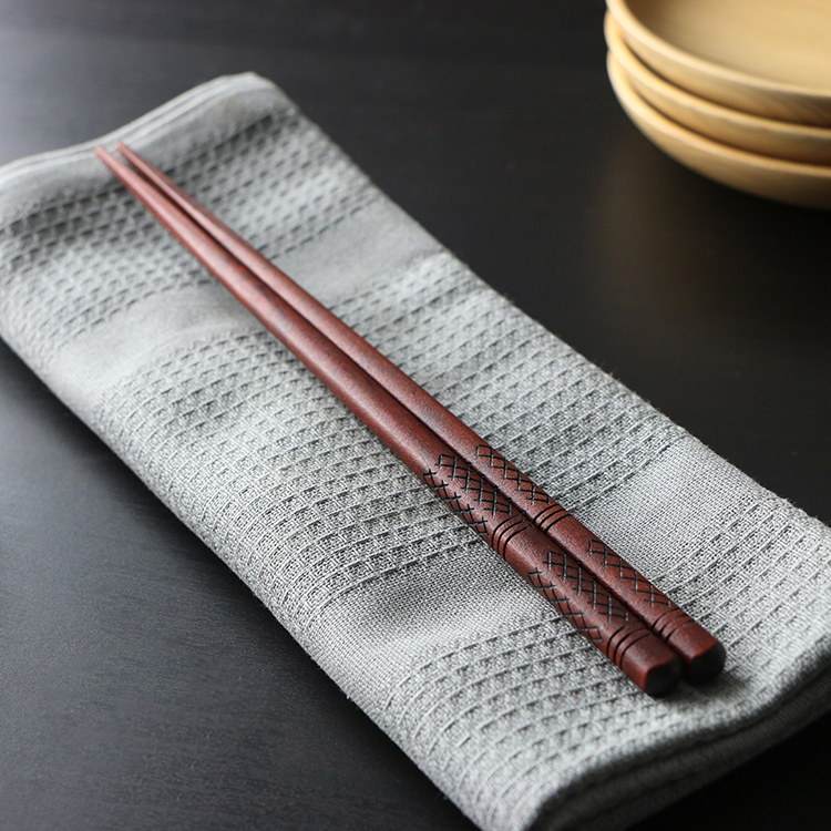 日式创意切线雕刻木筷 高档酒店筷子 家用夫妻成人筷 木质餐具