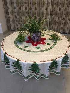 圣诞树提花桌布厨房餐厅咖啡厅圆桌长方形加厚美式圣诞节田园台布