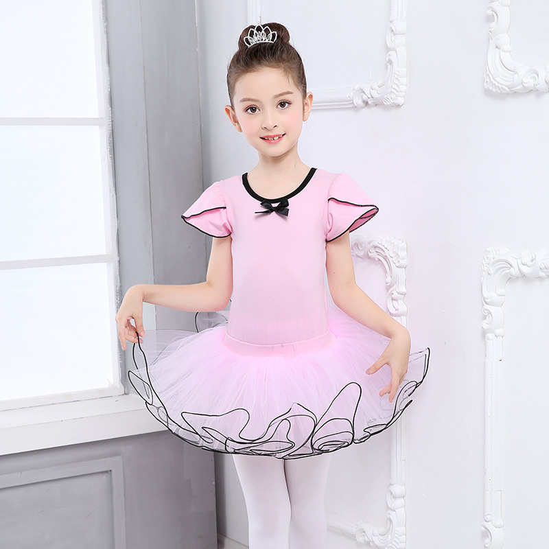 儿童舞蹈服装短袖夏季女童芭蕾舞裙蓬蓬裙幼儿表演服中国舞练功服