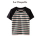 拉夏贝尔/La Chapelle复古美式短袖条纹t恤女夏季修身显瘦上衣