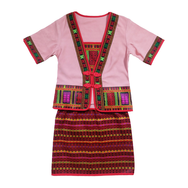 2021春中国风夏季海南黎族服装新款黎族男女童装黎锦服饰少数民族