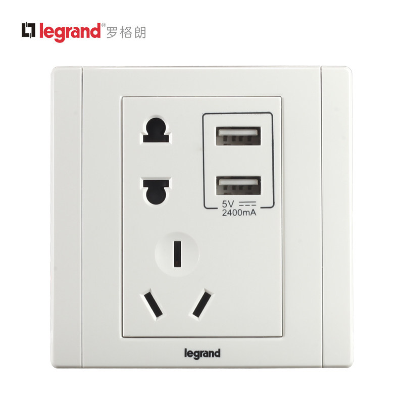 tcl罗格朗开关美涵双usb白色插座好评好店