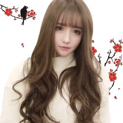 假发女全头套式长卷发斜刘海大波浪网红仿真可