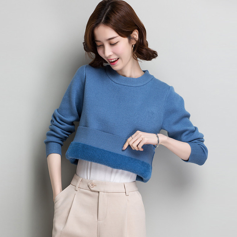 加厚加绒打底衫女长袖2018新款秋冬季短款保暖低领内搭毛衣可外穿