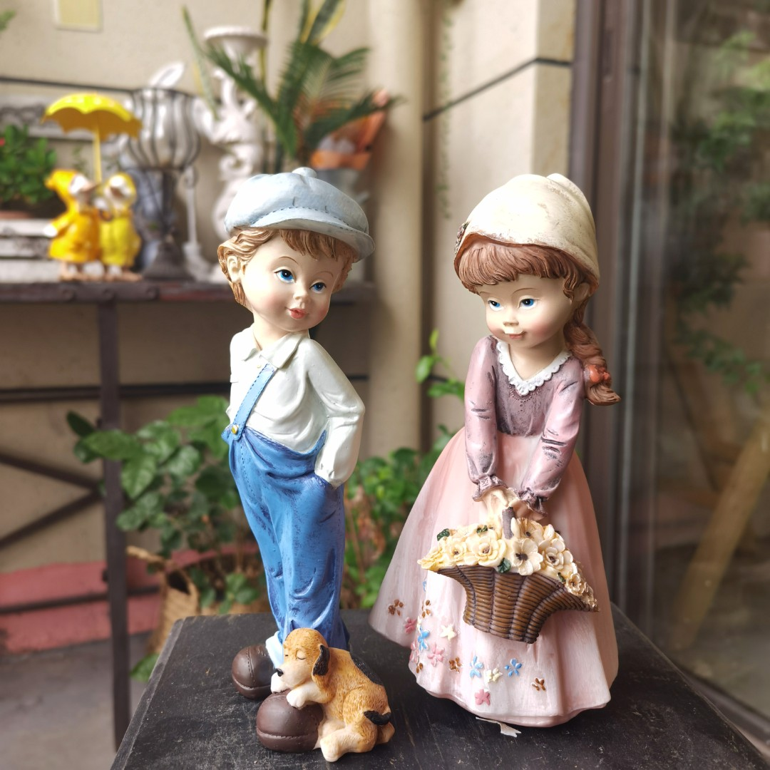 美式乡村森林阳台绿色花园情侣系列婚庆装饰礼品 娃娃摆件树脂