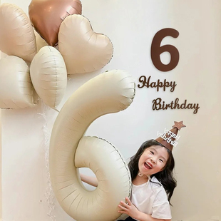 儿童宝宝周岁生日网红奶油数字气球派对装饰场景氛围布置拍照道具