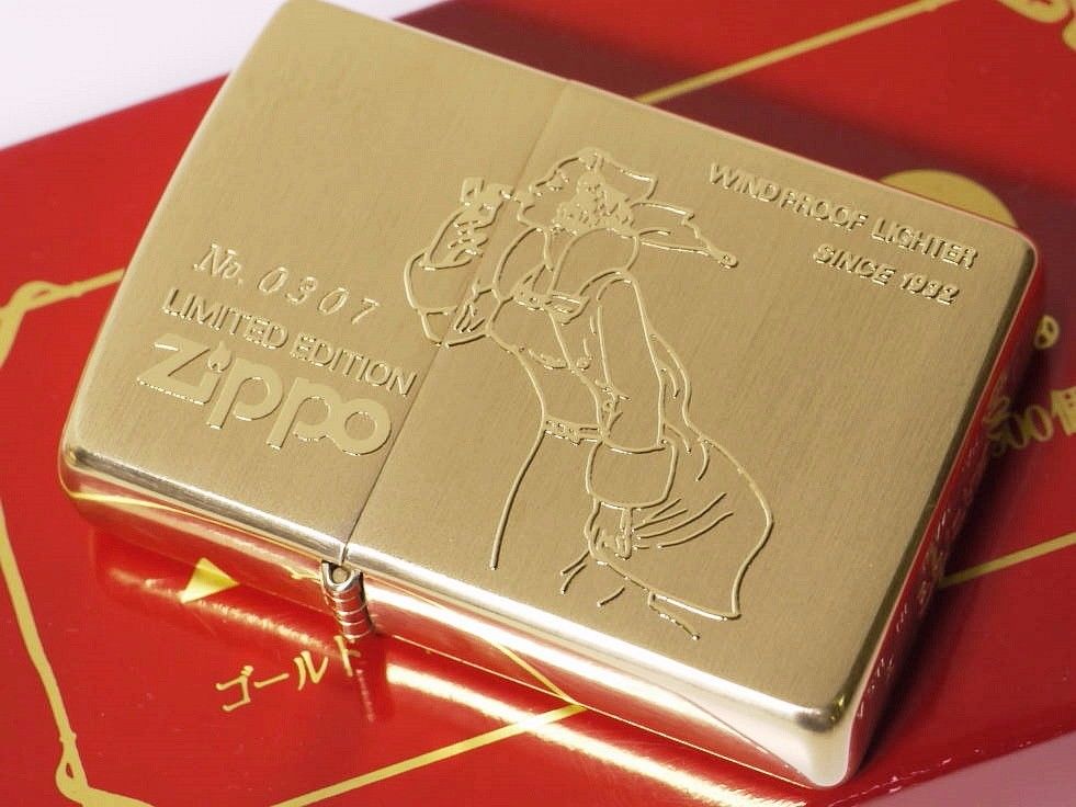 代购zippo芝宝打火机 1994风中女郎限量版黄金涂层罕见1240收藏
