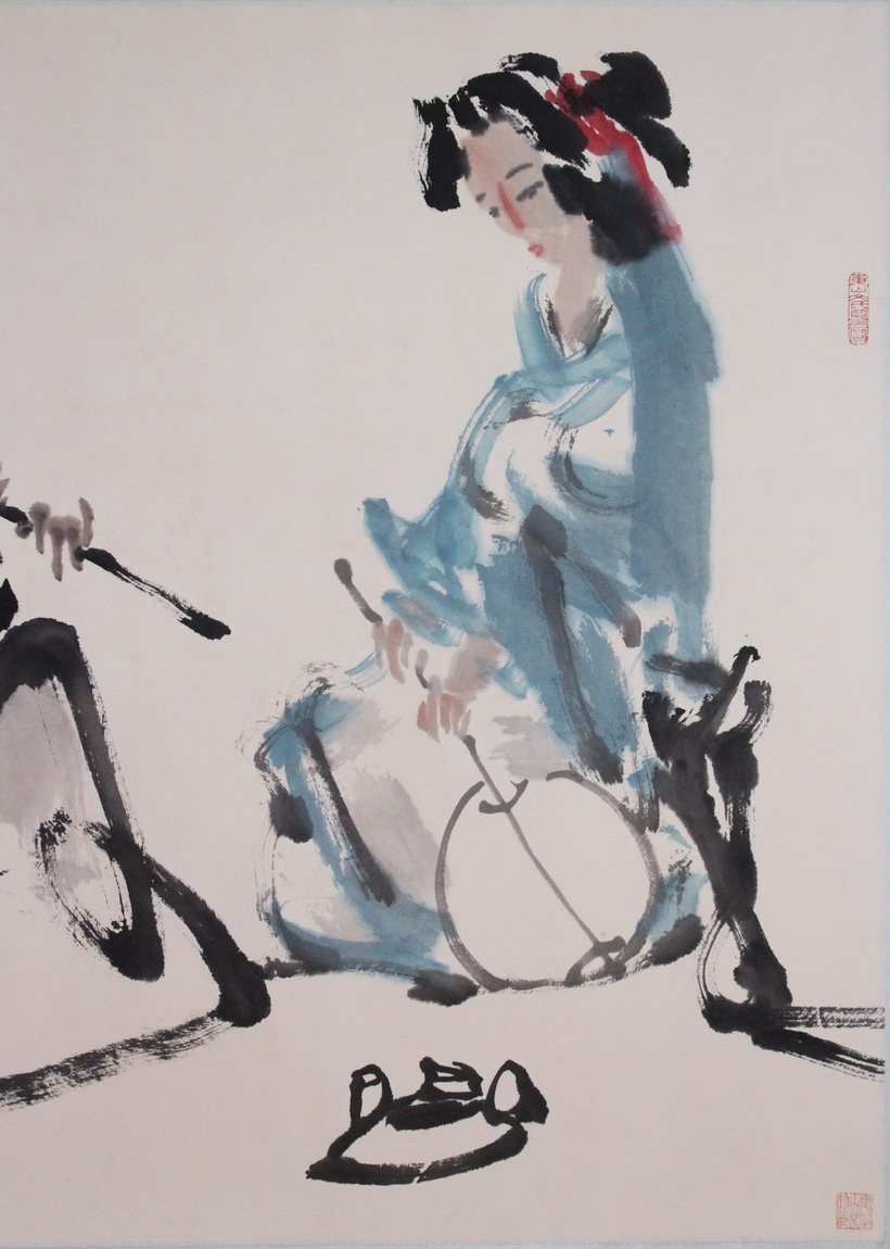 李世南《箫歌和鸣图》当代大写意人物代表画家 石鲁得意弟子