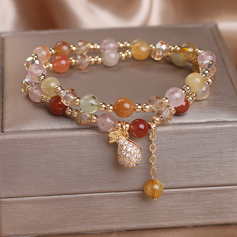 天然彩发晶手链女民族风多层水晶串珠手串手环送女友节日礼物首饰