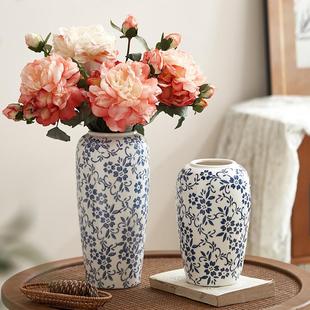 正品创意中式高级感青花瓷客厅花瓶陶瓷新插花花器复古玄关装饰品