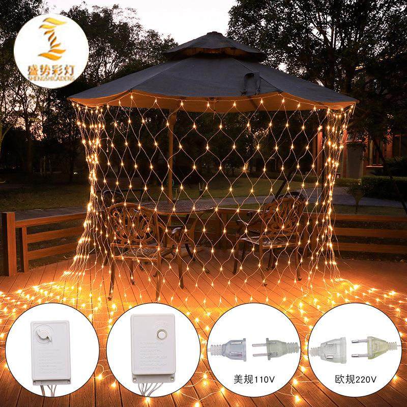 led网灯厂家跨境彩灯串灯渔网灯户外工程低压灯110v24v网状灯光节