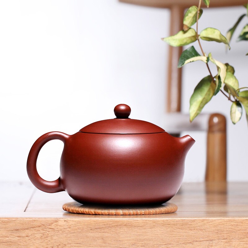 lbq宜兴名家徐萍纯全手工紫砂壶茶壶 大红袍泥绘西施壶290cc——巧慕