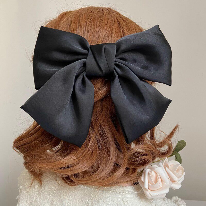 黑色超大码蝴蝶结发夹女后脑勺高级感半扎发网红2022新款发卡头饰