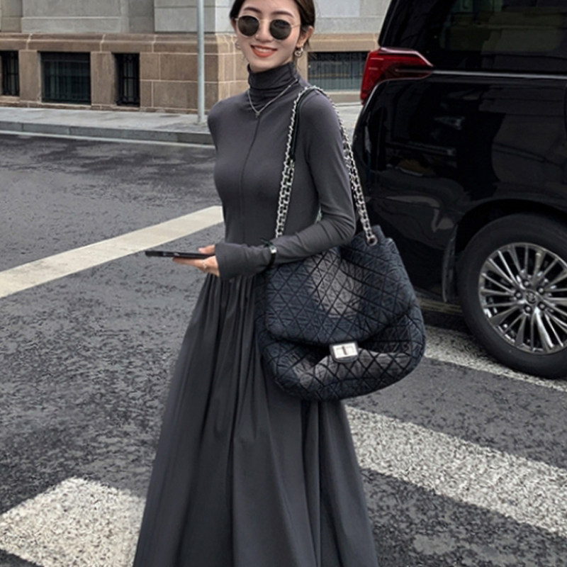 秋冬款款小香风法式今年流行漂亮内搭针织连衣裙女富家千金连衣裙