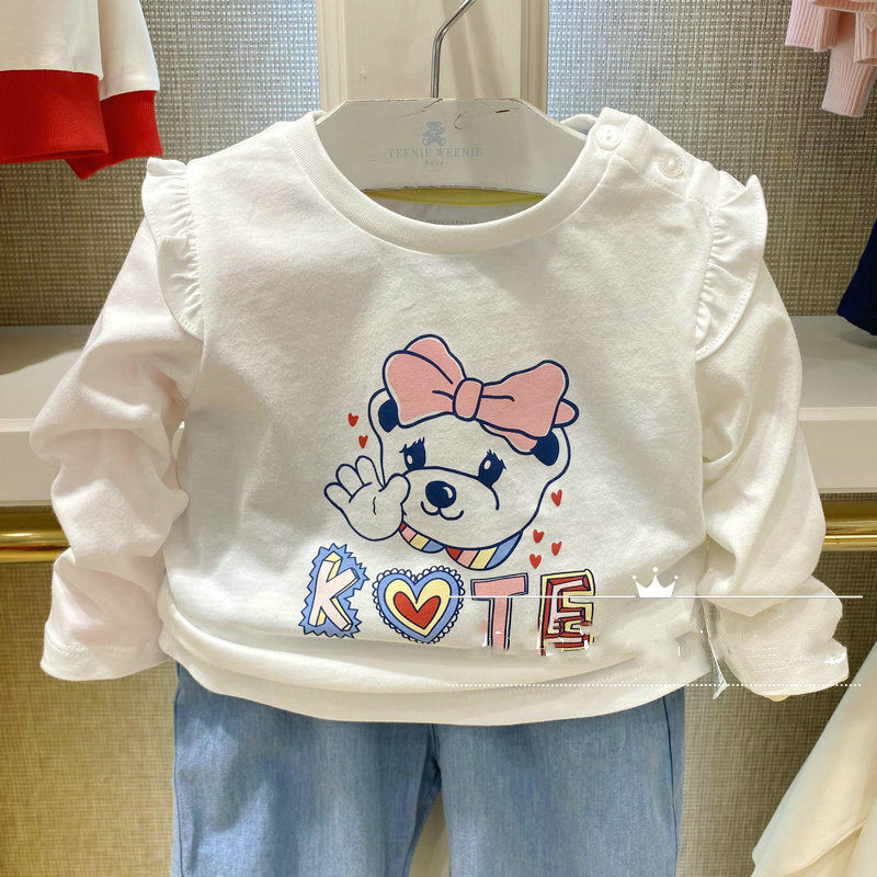 tw小熊童装21春秋新款女童装圆领上衣宝宝休闲长袖t恤t0la212351k