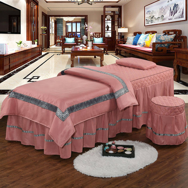 美容床罩2021新款按摩床三件套美容院床单高档床裙床套子轻奢风的
