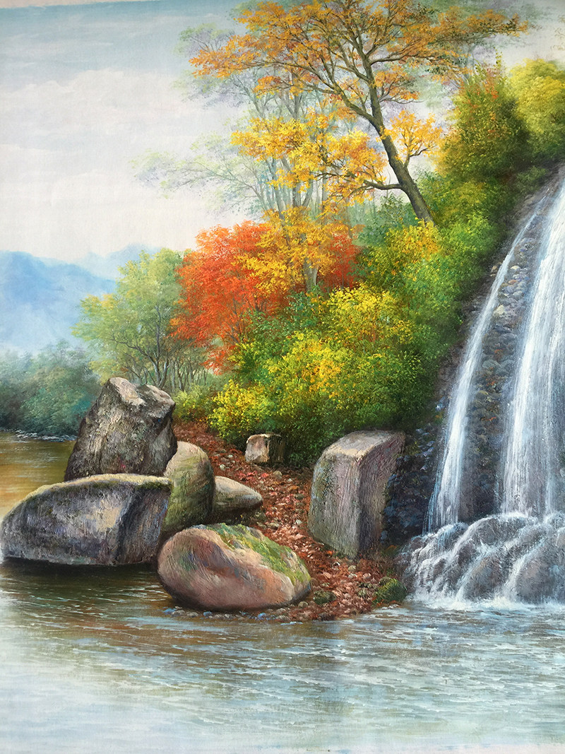 谢诚斌《聚财风水》布面油画 巨副80x180cm