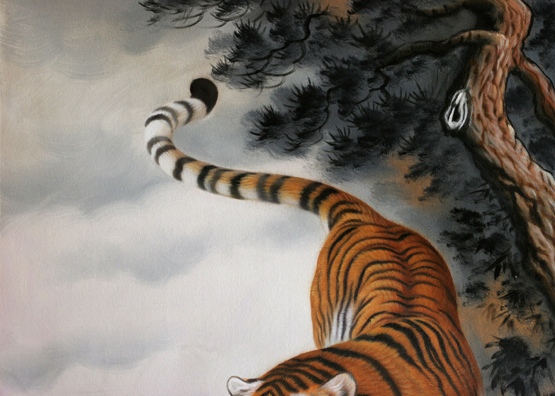 【学院艺术】广州美院黄业灿《老虎下山》60*90cm