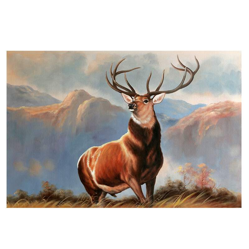 温寅财《一鹿高升》布面油画 60x90cm