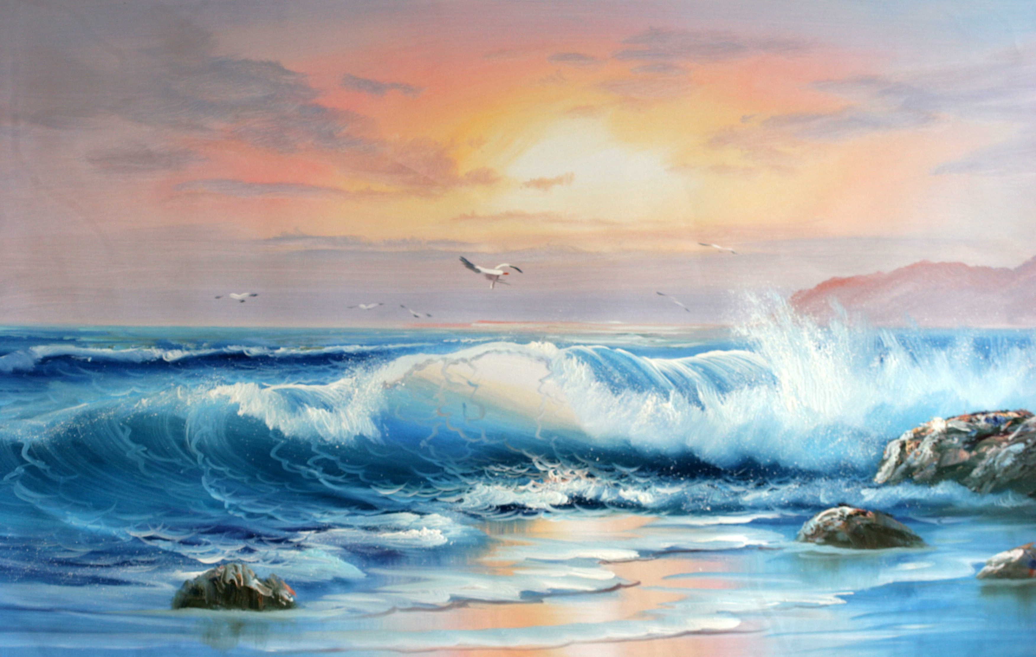 谢诚斌《旭日东升》布面油画 60x120cm