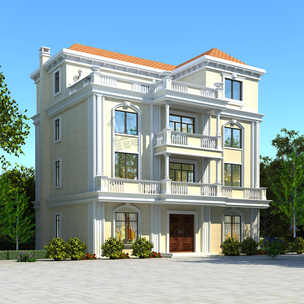 农村别墅设计图纸三层_新农村乡村自建房三层半四层别墅住宅房屋设计