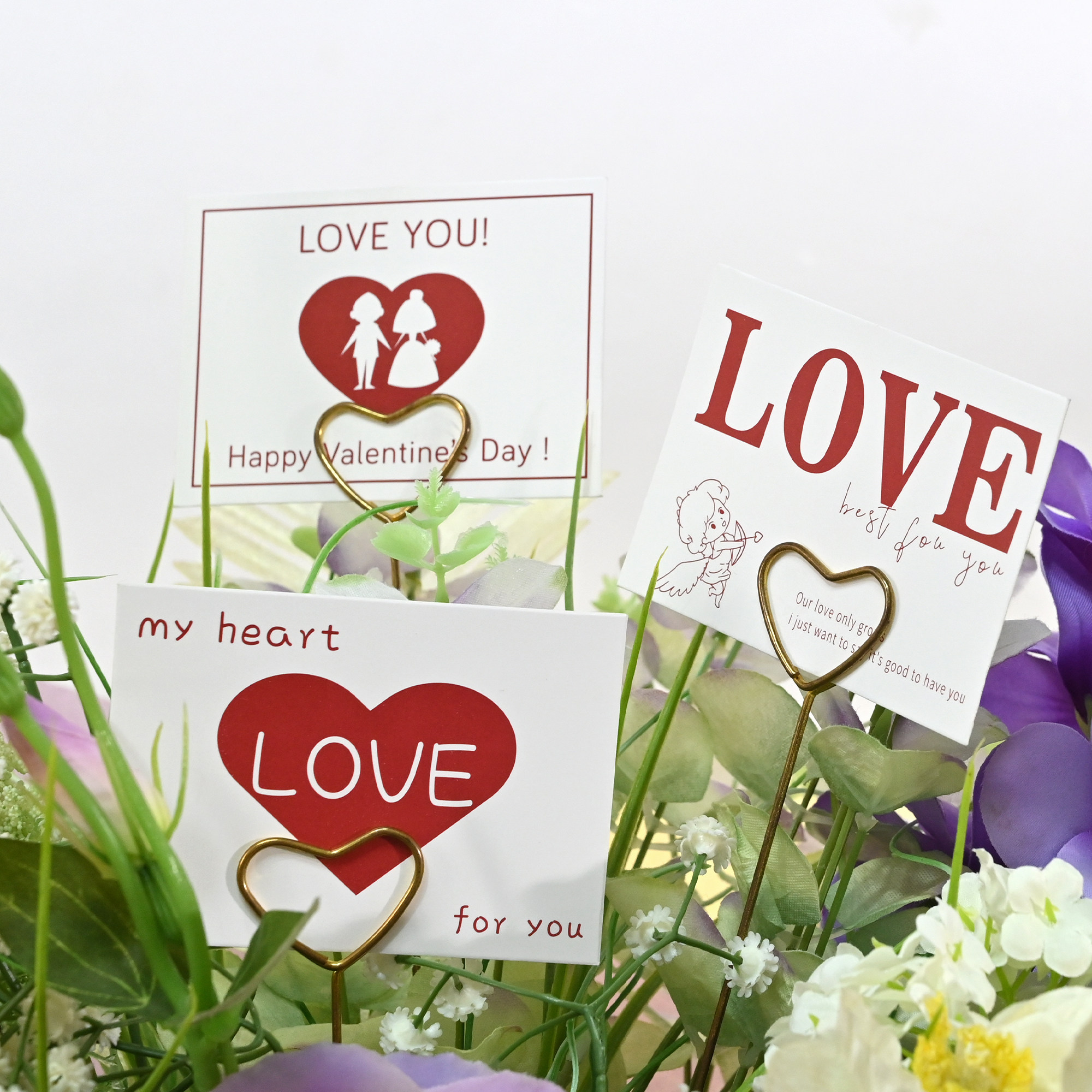 七夕情人节花艺卡片小贺卡手工diy花束插卡鲜花店包花清新花艺