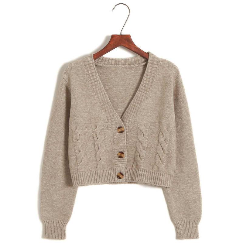 短款针织开衫女秋装2020年新款外搭秋季麻花毛衣女小外套高腰春秋