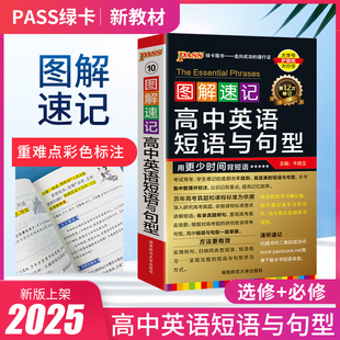 图解速记高中英语短语与句型手册口袋书2025pass绿卡图书新课标新高考英语常考词组短语固定搭配大全高中英语语法随身记便携小册子