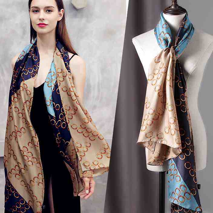 丝巾女秋冬款洋气时尚桑蚕丝真丝围巾长2021新款爆款冬季刘涛同款