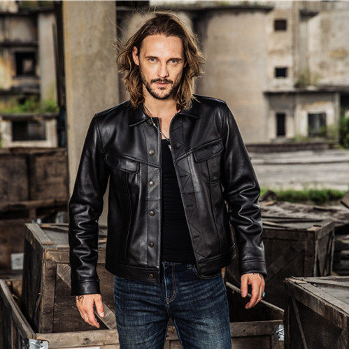 现货ub哈雷印第安拿铁vespa骑士黑色复古机车皮衣带护具男骑行服